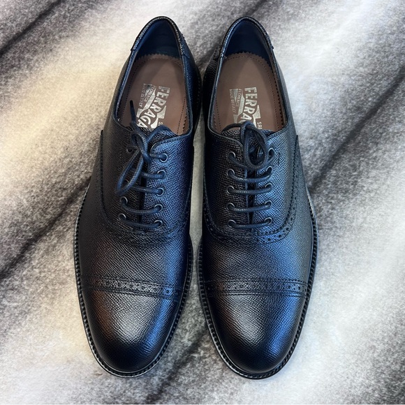 Salvatore Ferragamo Toby Cap Toe Black Oxford